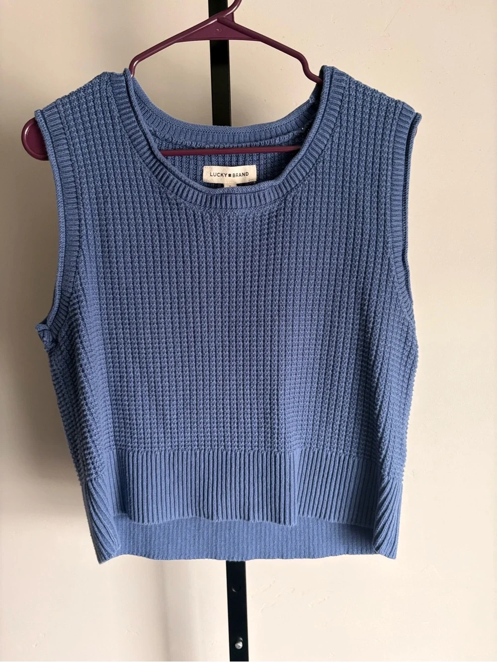 Lucky Brand Blue Cotton Knit Sweater Tank Top Large - Picture 1 of 4